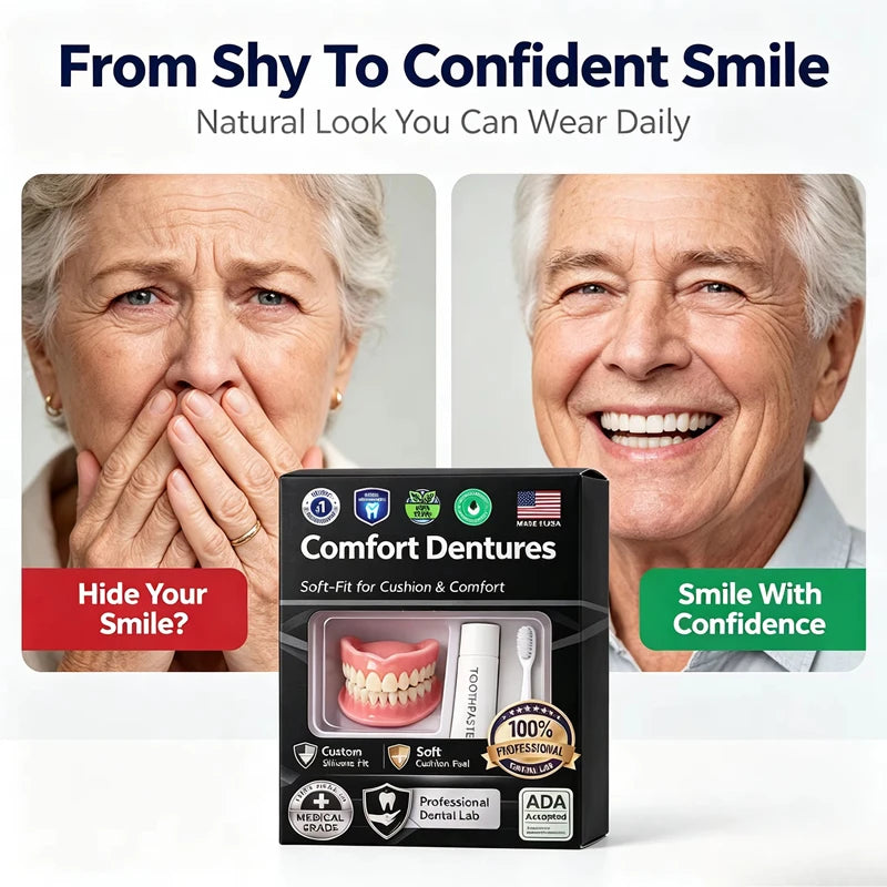 Moldable Silicone Denture Set – Upper & Lower False Teeth Kit Cosmetic Denture Set SPOT