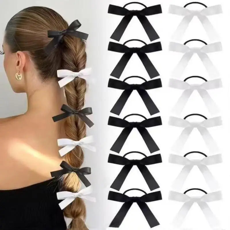5-Pack Black Bow Hair Ties – Elastic Scrunchies for Women Hair Ties Scrunchies SPOT