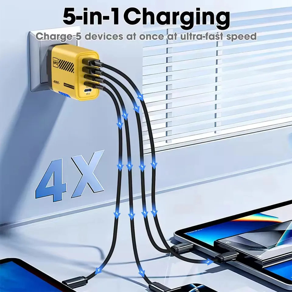240W GaN 5-in-1 Fast Wall Charger – 3 USB-C & 2 USB-A GaN Wall Charger SPOT