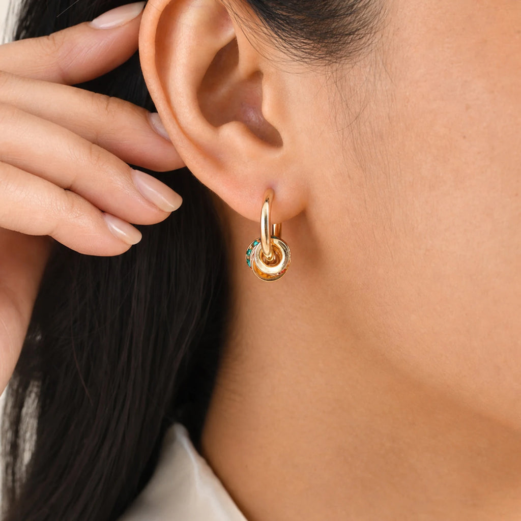 18K Gold Plated Multicolor CZ Huggie Hoop Earrings for Women Hoop Huggie Earrings SPOT