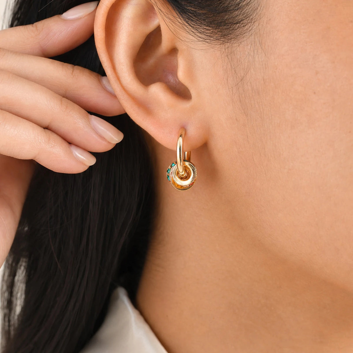 18K Gold Plated Multicolor CZ Huggie Hoop Earrings for Women Hoop Huggie Earrings SPOT