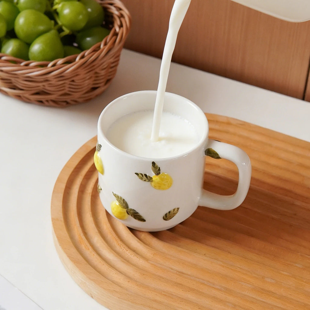 350ml Ceramic Mug – Embossed Chrysanthemum Hand-Painted Ceramic Coffee Mug SPOT