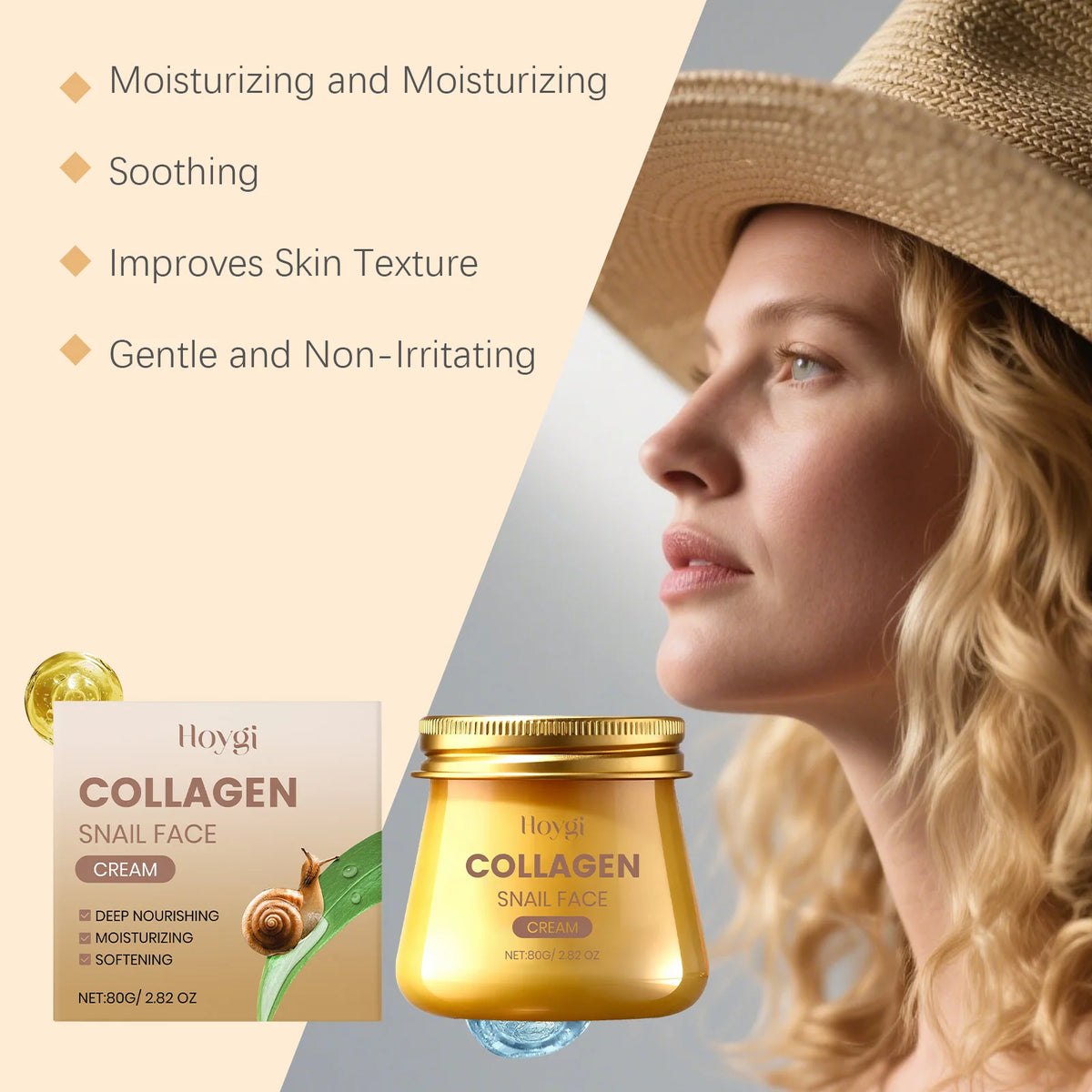 Hoygi Snail Mucin Collagen Firming Face Cream 80g Face Moisturizer Cream SPOT