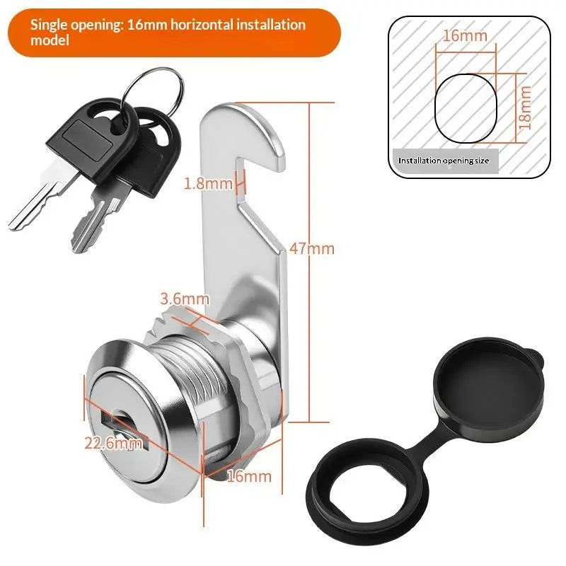 Zinc Alloy Cam Lock with Waterproof Cover & 2 Keys Cam Lock SPOT A1