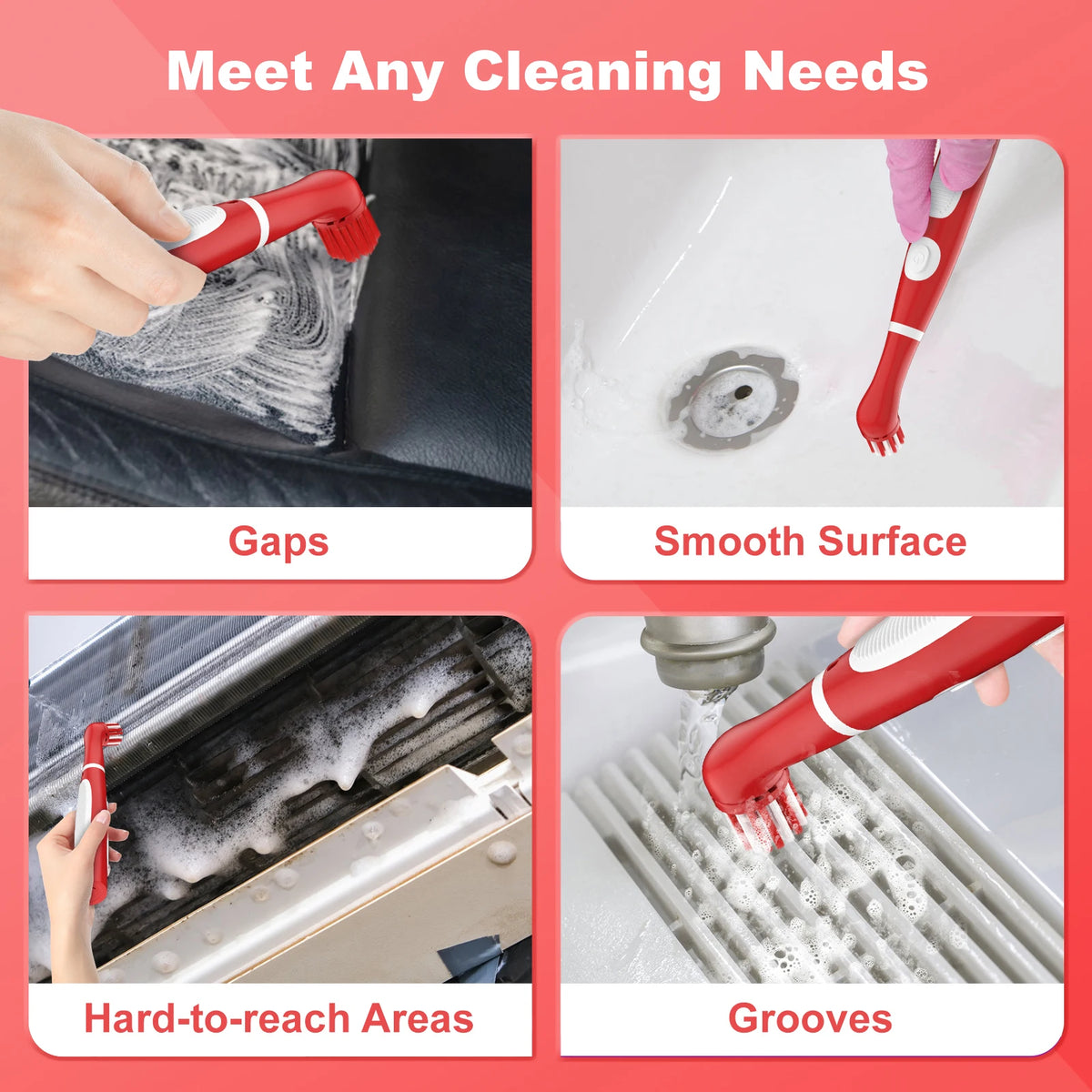 IPX6 Waterproof Electric Scrubber Brush – USB Rechargeable, 4 Heads Electric Scrubber Brush SPOT
