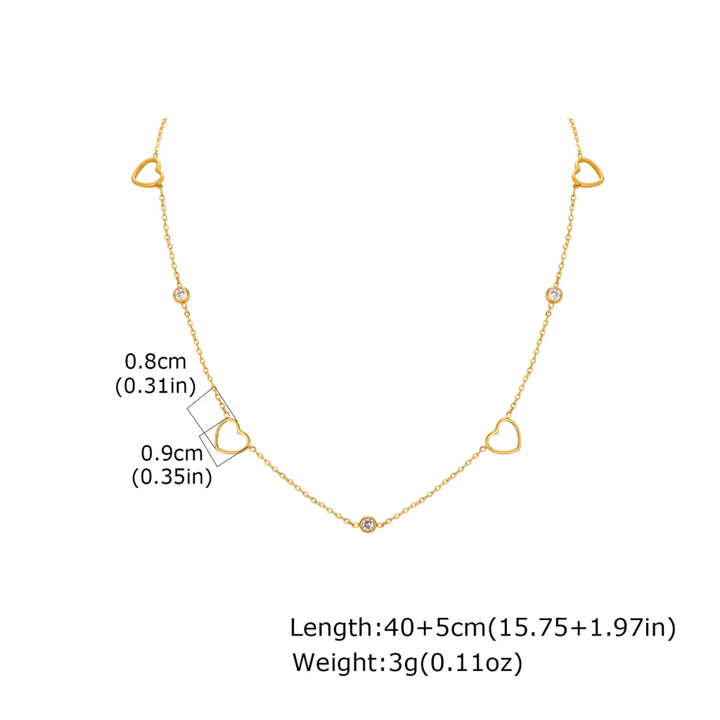 Meaeguet Zirconia Heart Flower Choker Necklace | Gold Chain Choker Necklace SPOT NC-2520G