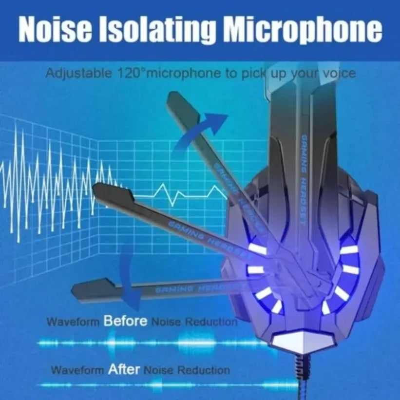 VIKEFON Mecha RGB Gaming Headset – LED, Mic, 3D Surround RGB Gaming Headset SPOT