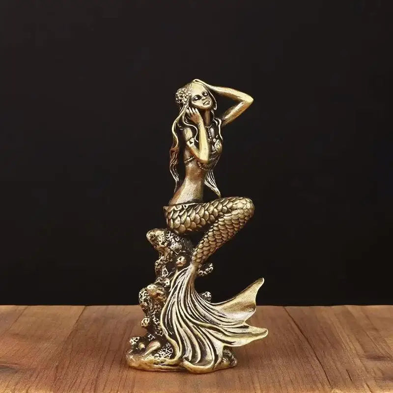 Mini Brass Mermaid Figurine Statue – Home Décor & Gift Decorative Figurine SPOT