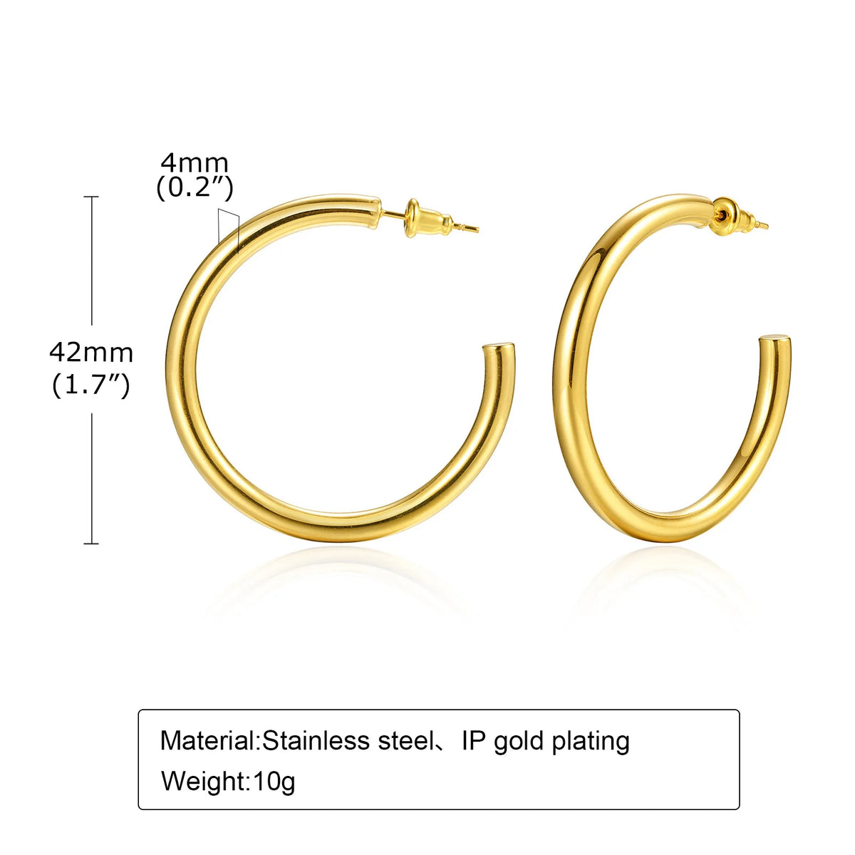 Chunky Gold Hoop Earrings – Waterproof Stainless Steel, 4 Sizes Hoop Earrings SPOT