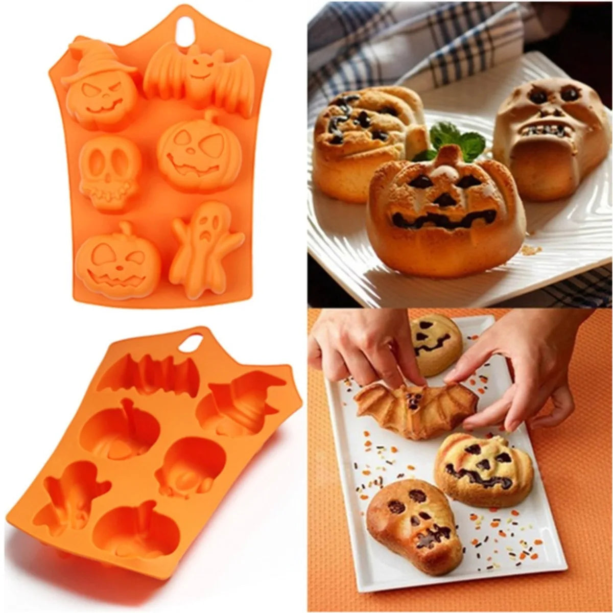 Silicone Halloween Baking Mold – Ghost Pumpkin Skull Bat Silicone Baking Mold SPOT
