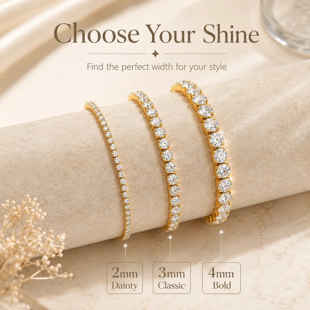 CZ Tennis Anklet – 18K Gold Plated Stainless Steel Foot Chain CZ Tennis Anklet SPOT