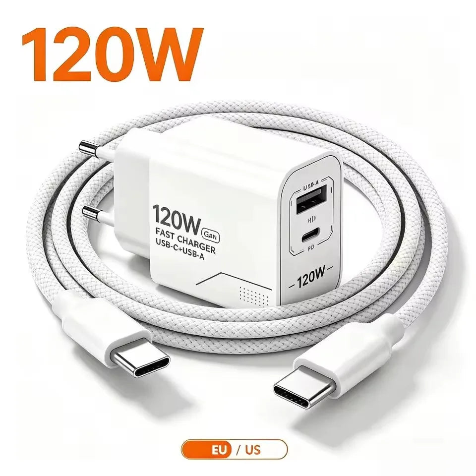120W GaN 2-Port USB-C Fast Charger | USB PD Wall Adapter USB Wall Charger SPOT