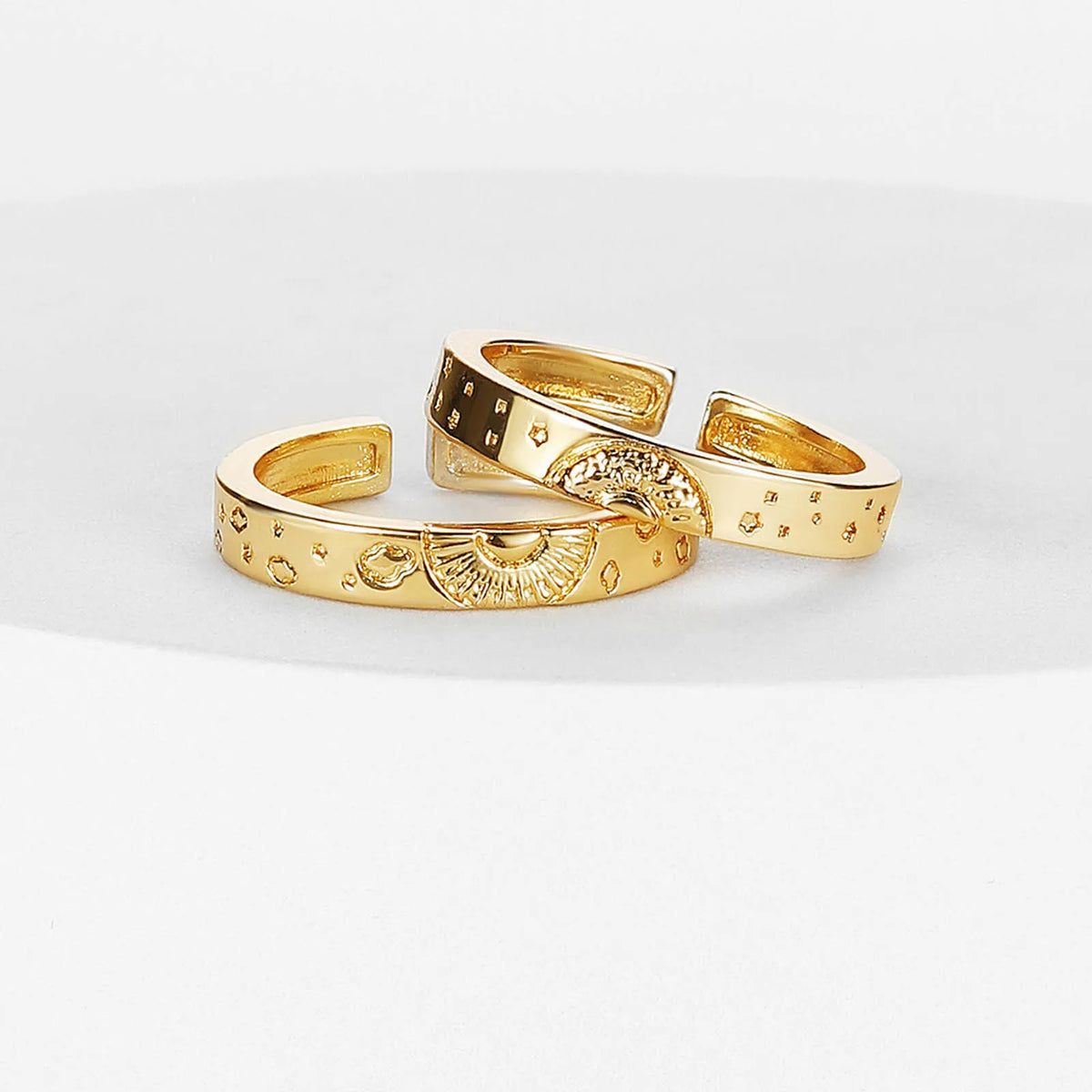 Sun & Moon Couple Matching Rings – Adjustable Gold Band Pair Couple Matching Rings SPOT