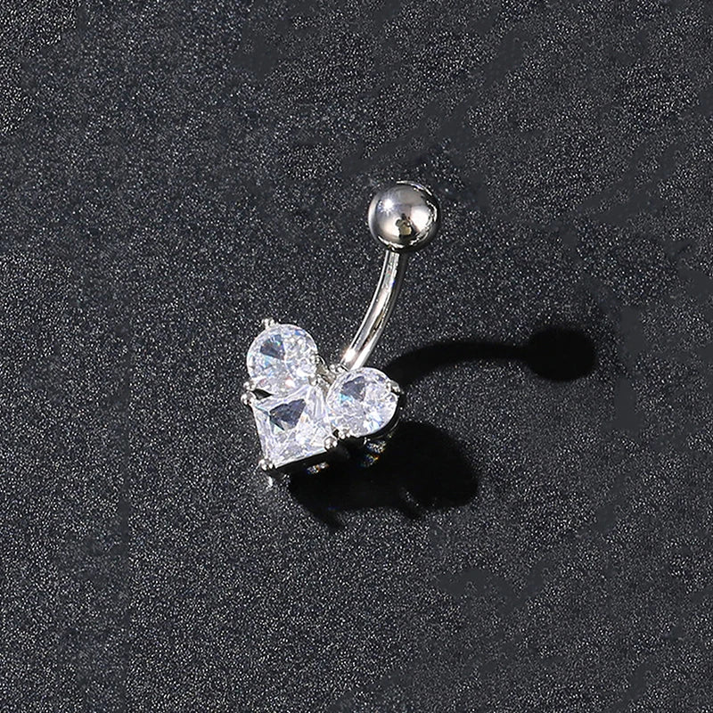 Zircon Belly Button Ring – Stainless Steel Navel Piercing Jewelry Navel Piercing Ring SPOT A4