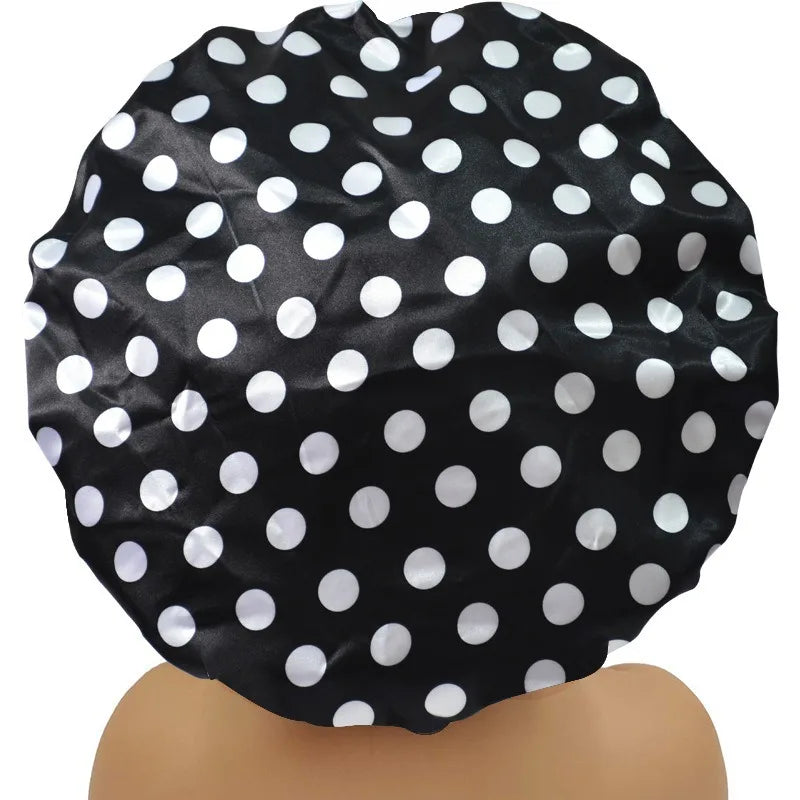Waterproof Double Layer Shower Cap – Leopard & Polka Dot Shower Cap SPOT