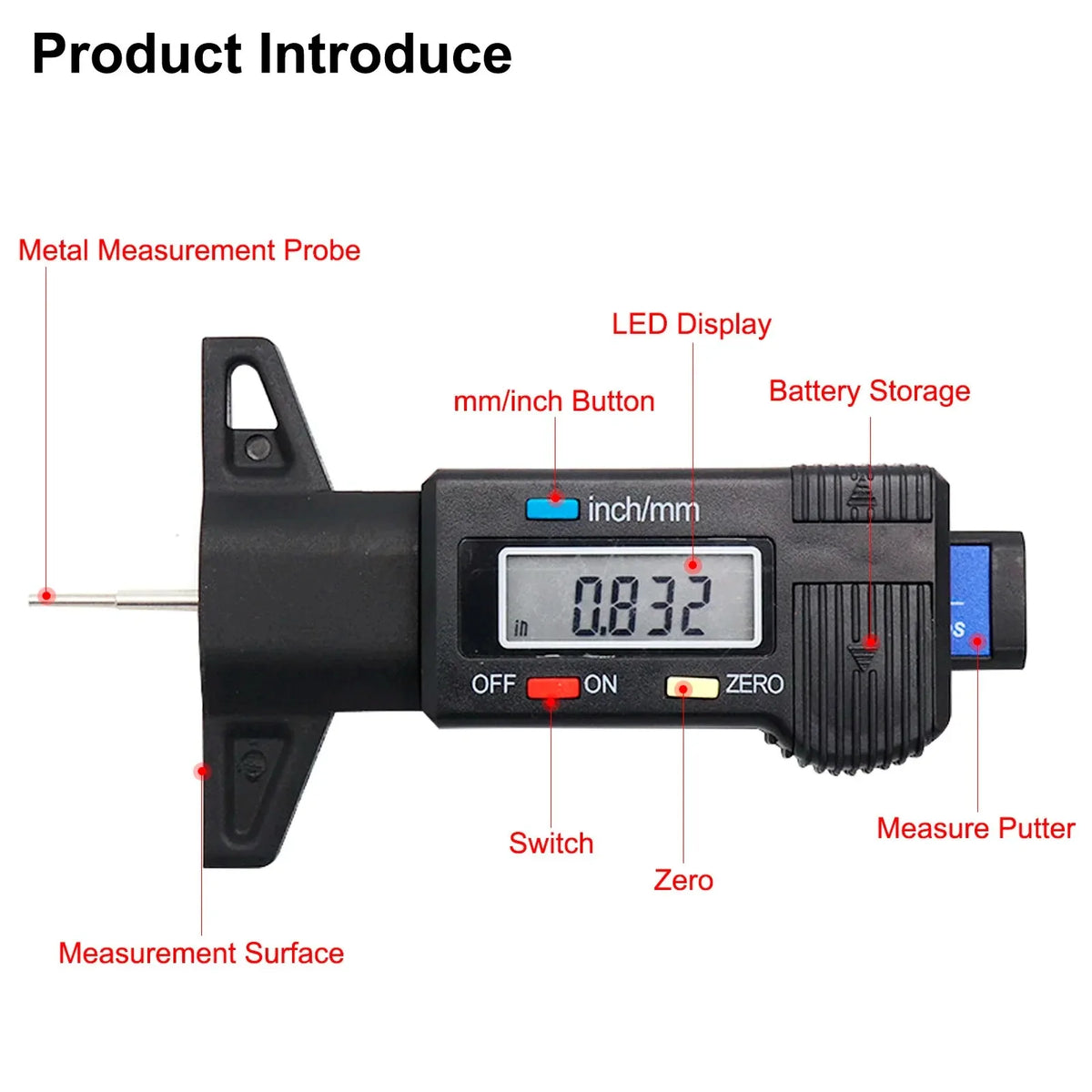 Digital Tyre Tread Depth Gauge – 0.01mm Precision Meter Tyre Depth Gauge SPOT