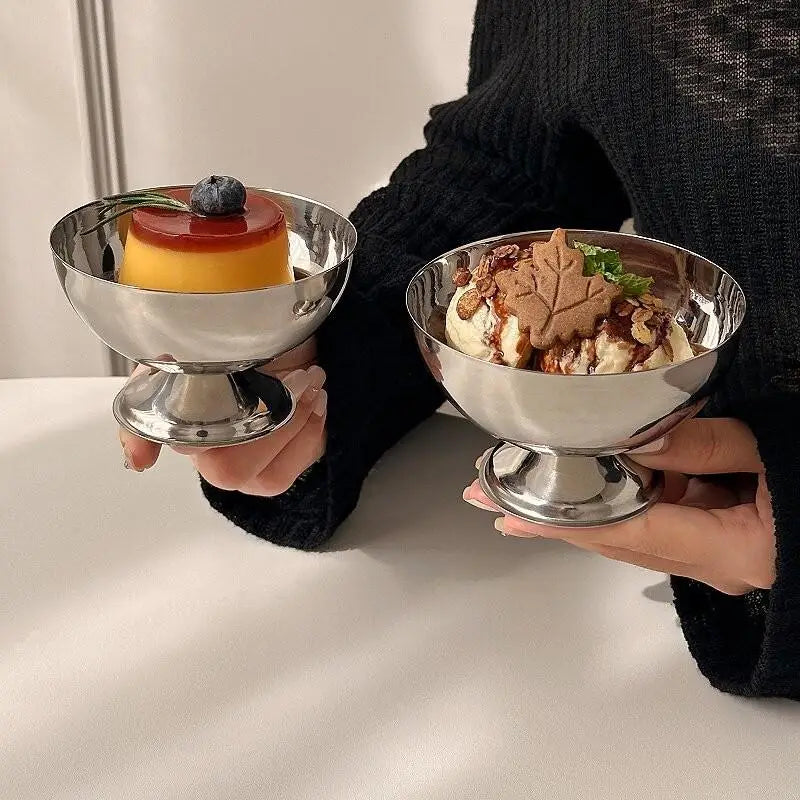 Stainless Steel Pedestal Dessert Bowl – Ice Cream Serving Cup Dessert Serving Bowl SPOT