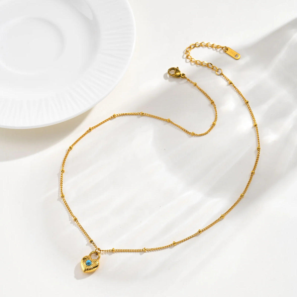 Vintage Heart Pendant Necklace | 18K Gold Plated Turquoise Beads Pendant Necklace SPOT