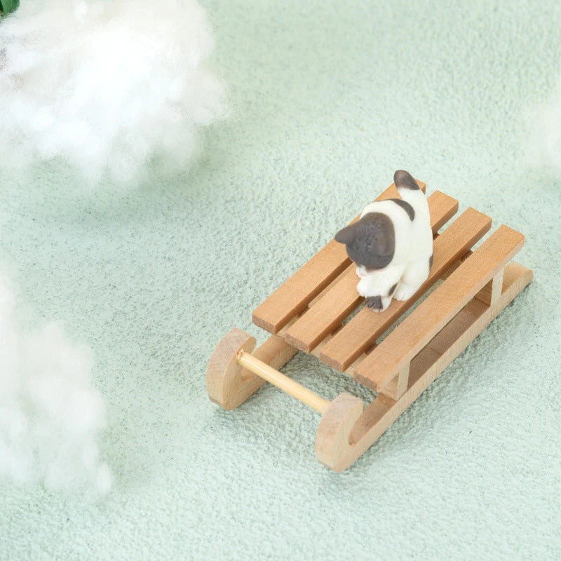 1:12 Miniature Wooden Sleigh Sled – Dollhouse Christmas Decor Dollhouse Miniature SPOT