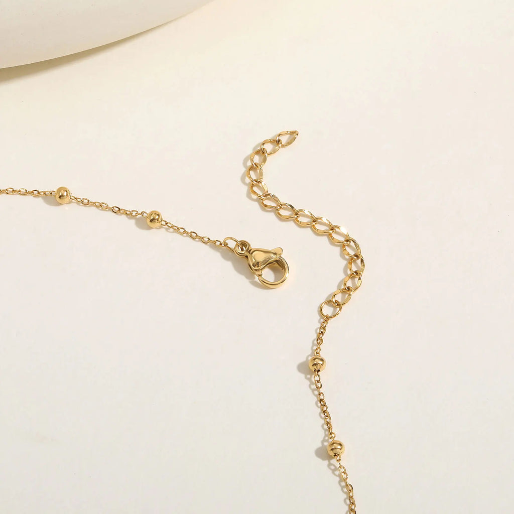 Y-Shape Ball Bead Lariat Necklace – Gold Stainless Steel Lariat Necklace SPOT