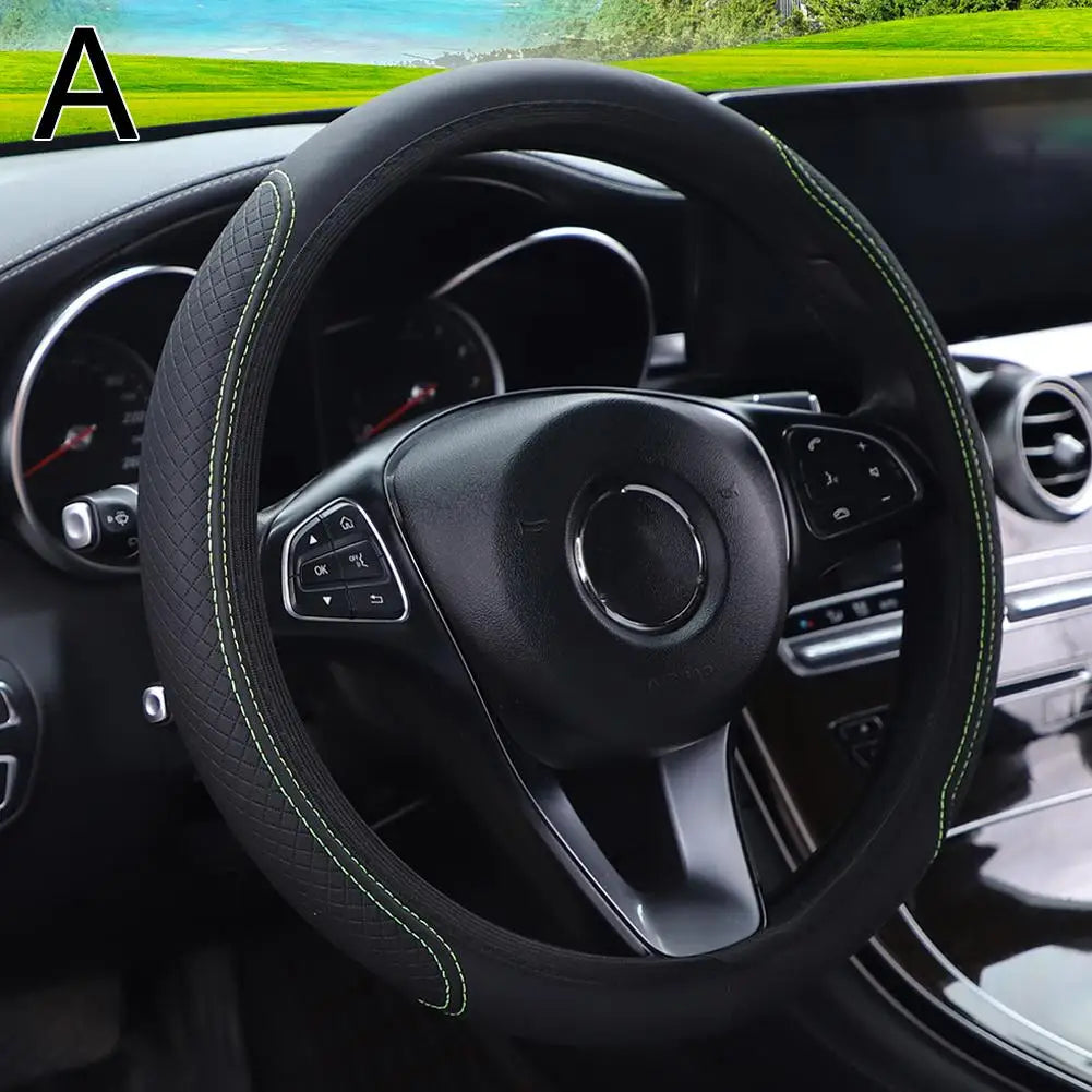 Universal PU Leather Steering Wheel Cover – Anti-Slip 38cm Steering Wheel Cover SPOT A