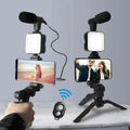 Smartphone Vlogging Kit – Tripod, Mic & LED Fill Light Vlogging Starter Kit SPOT Black With Remote