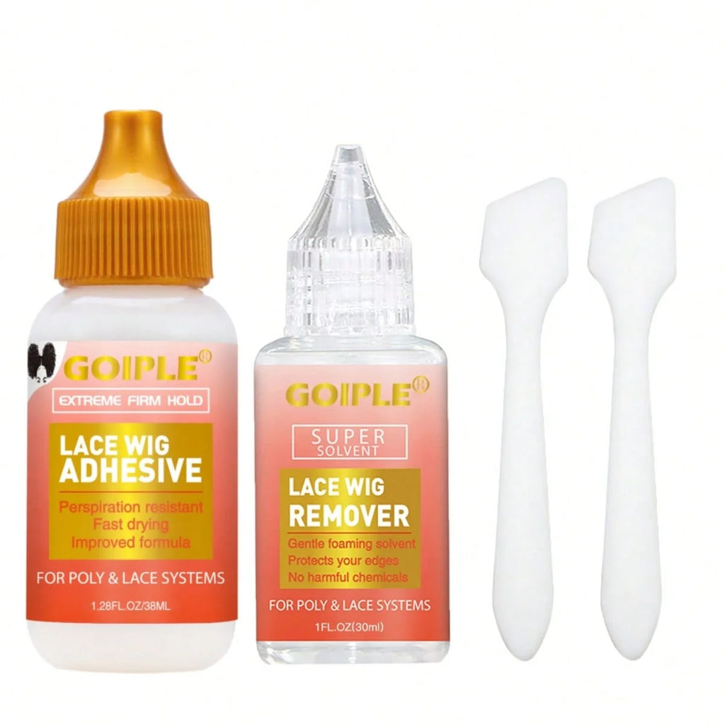 Goiple Lace Wig Adhesive – Waterproof Invisible Hold Glue Wig Bonding Adhesive SPOT 38glue-30remover-4pc