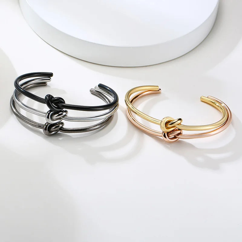 Meaeguet Open Knot Cuff Bangle Bracelet – Gold, Rose Gold Cuff Bangle Bracelet SPOT