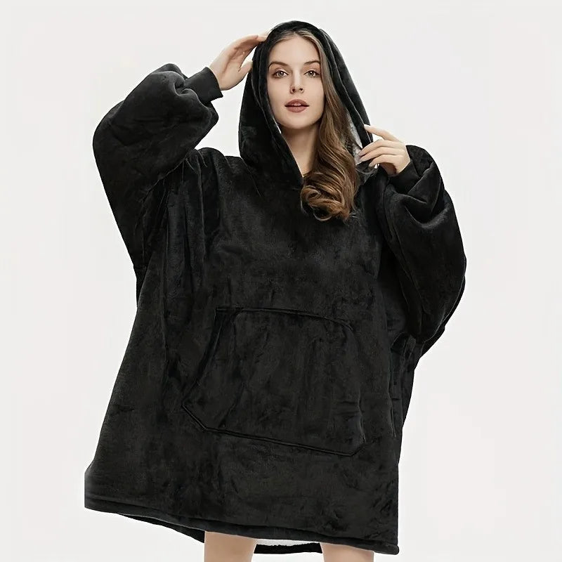 Oversized Reversible Fleece Hoodie Blanket – Soft Plush Wearable Wearable Hoodie Blanket SPOT
