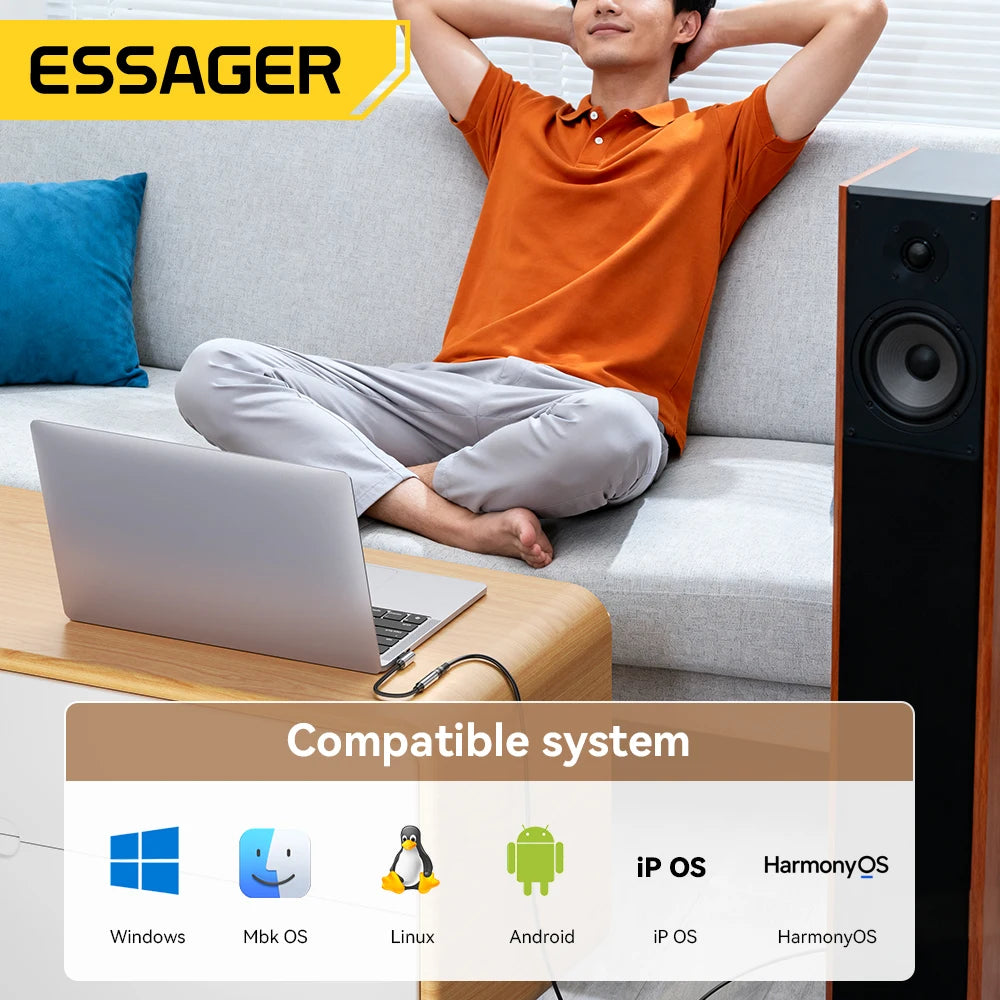 Essager L-Shape USB-C & Lightning to 3.5mm Audio Adapter Audio Adapter Cable SPOT