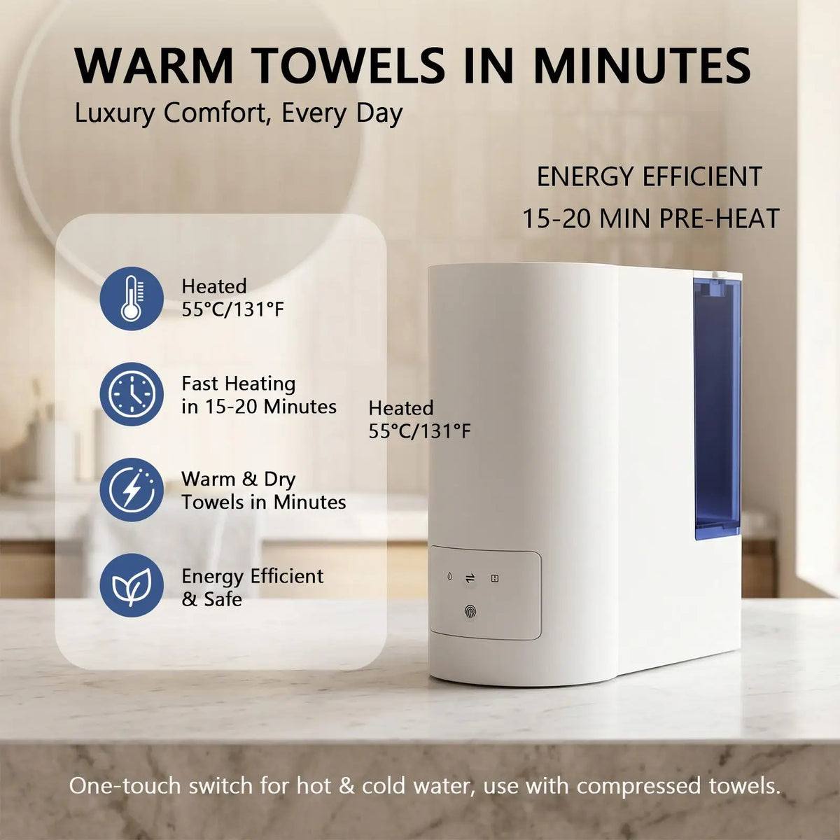 55°C Auto-Dispensing Hot Towel Dispenser – Spa & Hotel Warmer Towel Warmer Dispenser SPOT