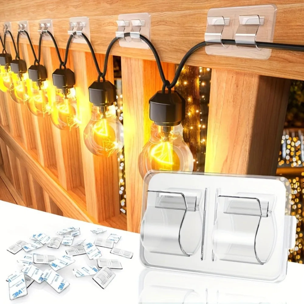 Clear Self-Adhesive Hooks for String & Christmas Lights (4/10 Pk) String Light Clips SPOT 10pcs