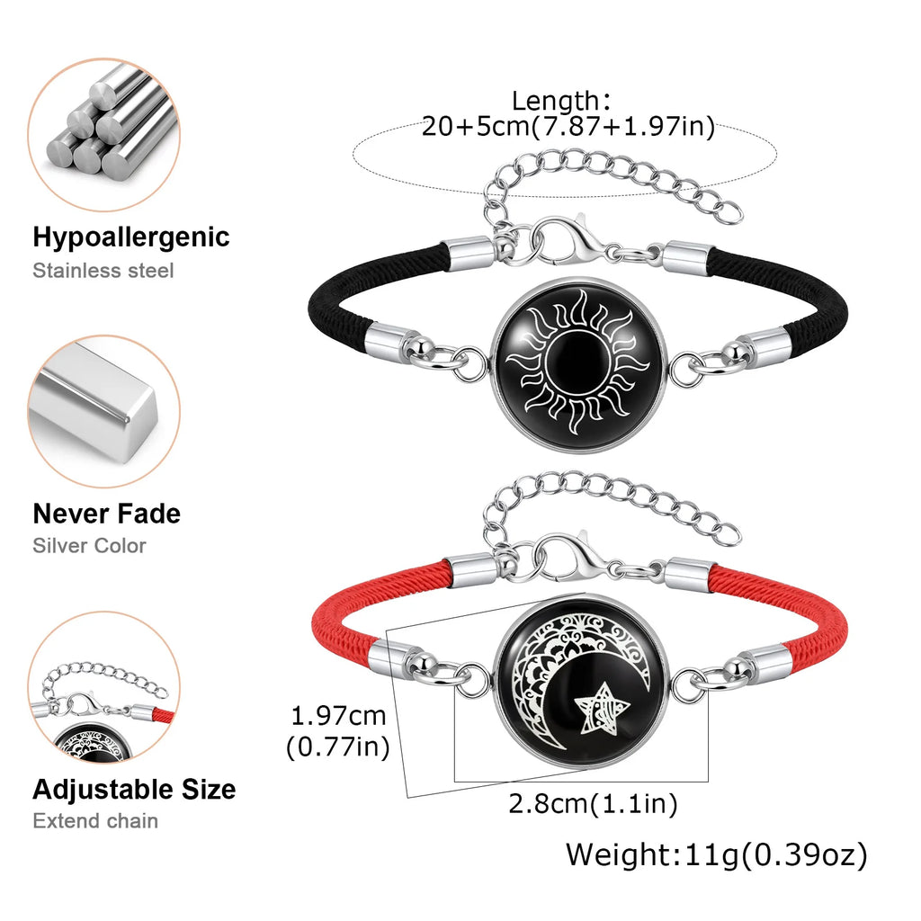 Sun & Moon Couple Bracelet – Adjustable Braided Rope Jewelry Couple Bracelet Set SPOT