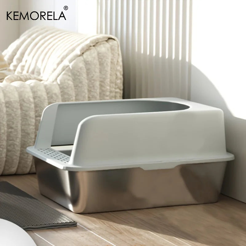 Stainless Steel Cat Litter Box with Lid – Large, Odor-Free Cat Litter Box SPOT