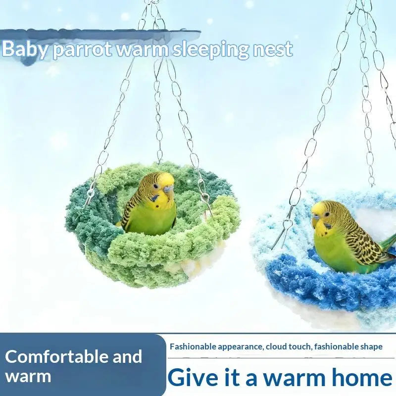 Plush Parrot Hanging Nest – Warm Bird Hideout for Cockatiels Bird Cage Nest SPOT