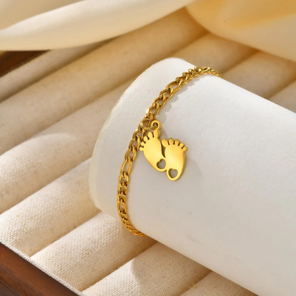 Stainless Steel Figaro Anklet for Baby & Kids – Gold Footprint Kids Anklet SPOT