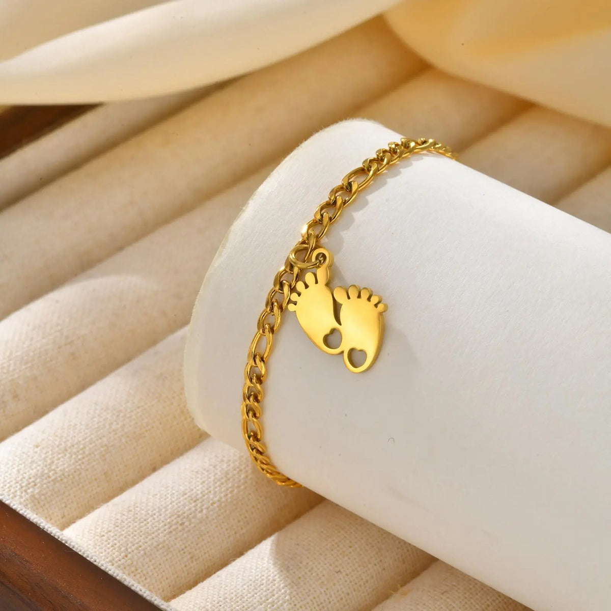 Stainless Steel Figaro Anklet for Baby & Kids – Gold Footprint Kids Anklet SPOT