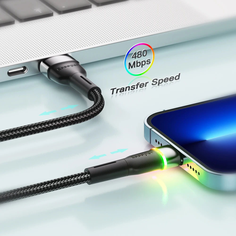 Essager LED Lightning Cable – Fast Charging for iPhone & iPad USB Lightning Cable SPOT