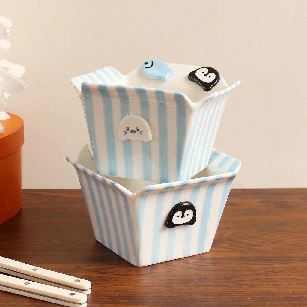 Penguin Ceramic Snack Bowl – Hand-Painted Porcelain Dessert Bowl Ceramic Snack Bowl SPOT