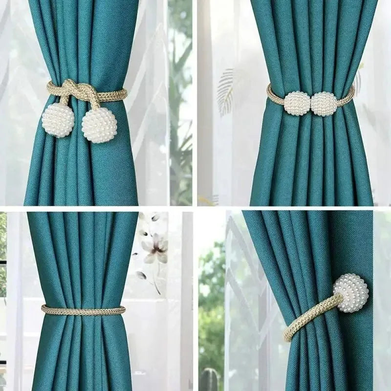 Magnetic Curtain Tie Back Clips – Pearl Ball Buckle Holders Curtain Tie Backs SPOT