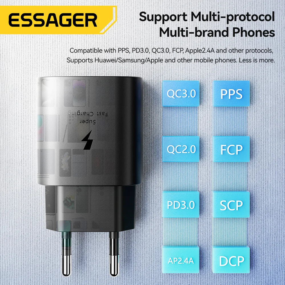 Essager 25W USB-C PD Fast Charger Set with Cable – Multi-Device USB-C Fast Charger SPOT