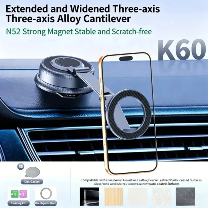 VIKEFON K60 Magnetic Car Mount – N52 Aluminum Arm 360° MagSafe Magnetic Car Mount SPOT