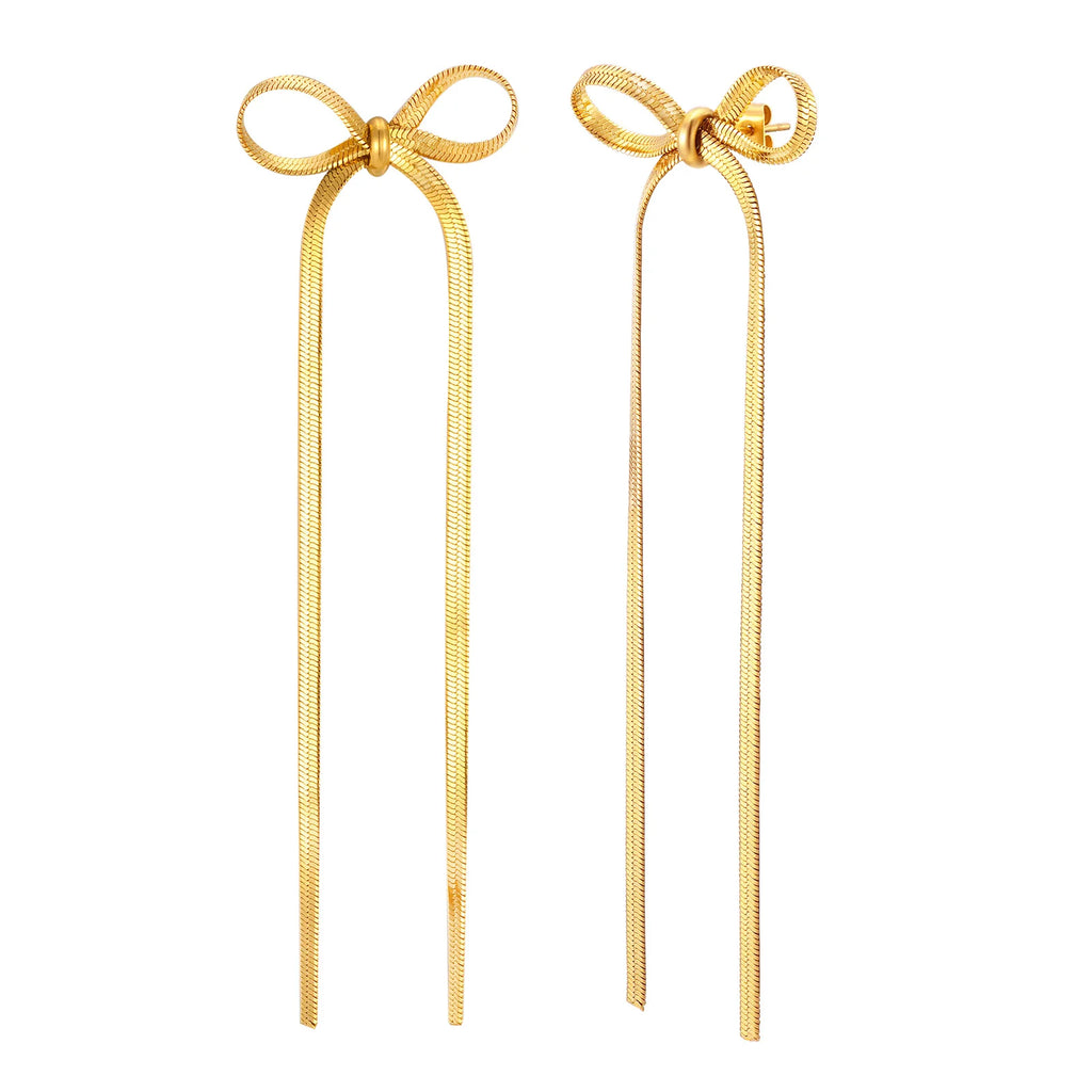 Bow Drop Dangle Earrings – Bowknot Tassel Statement Jewelry Drop Dangle Earrings SPOT ED-717G
