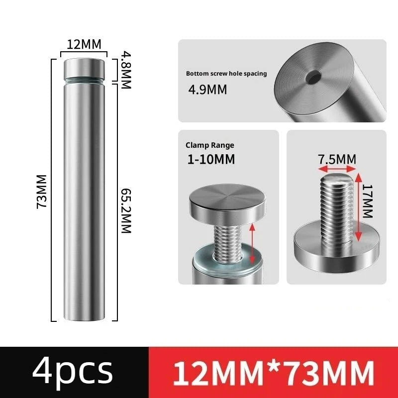 Stainless Steel Standoff Screws for Glass & Acrylic Signs Sign Standoff Fasteners SPOT 12x73mm 4PCS