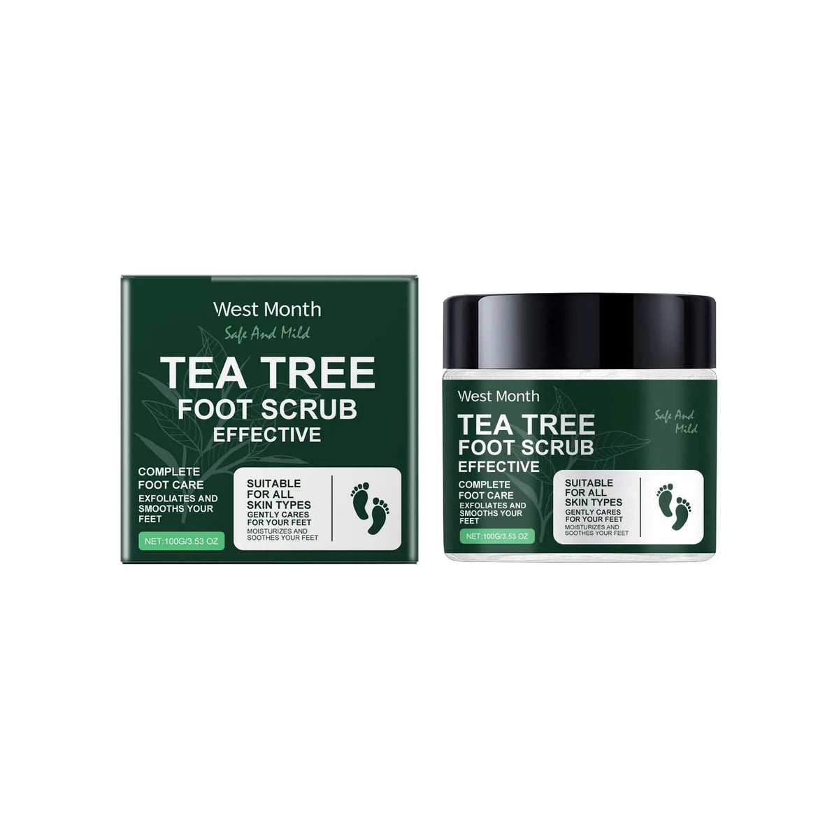 Tea Tree Foot Scrub – Exfoliating Sea Salt Foot Scrub 100g Foot Scrub SPOT 100g Boxed