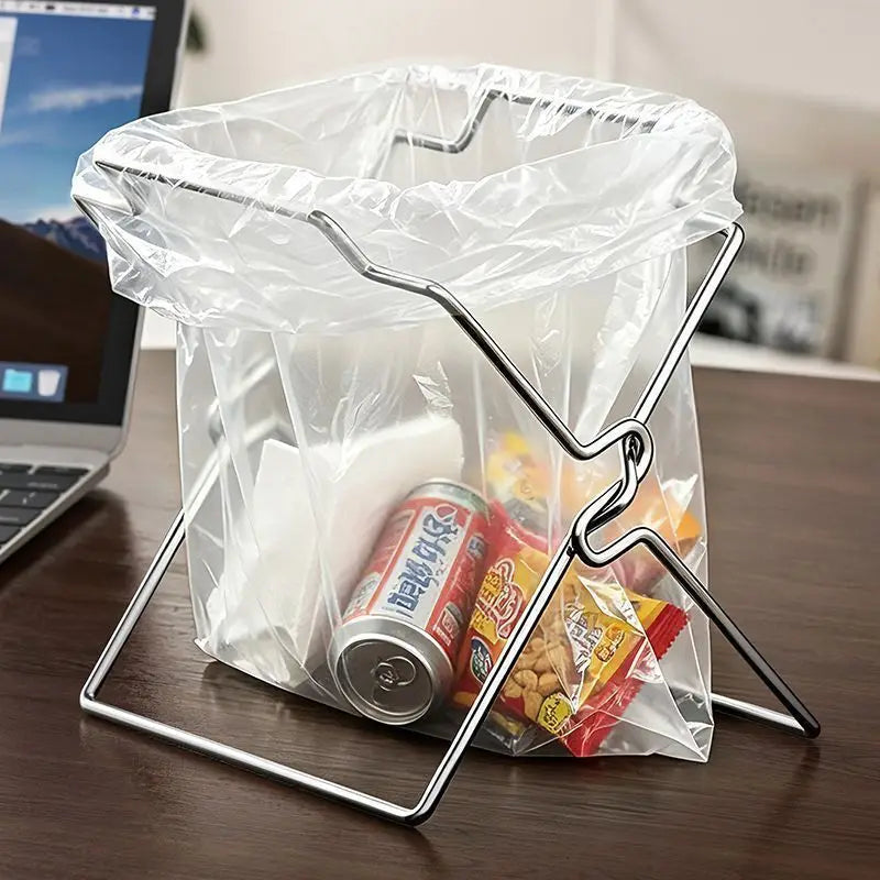 Collapsible Stainless Steel Trash Bag Holder – Kitchen Rack Trash Bag Holder SPOT