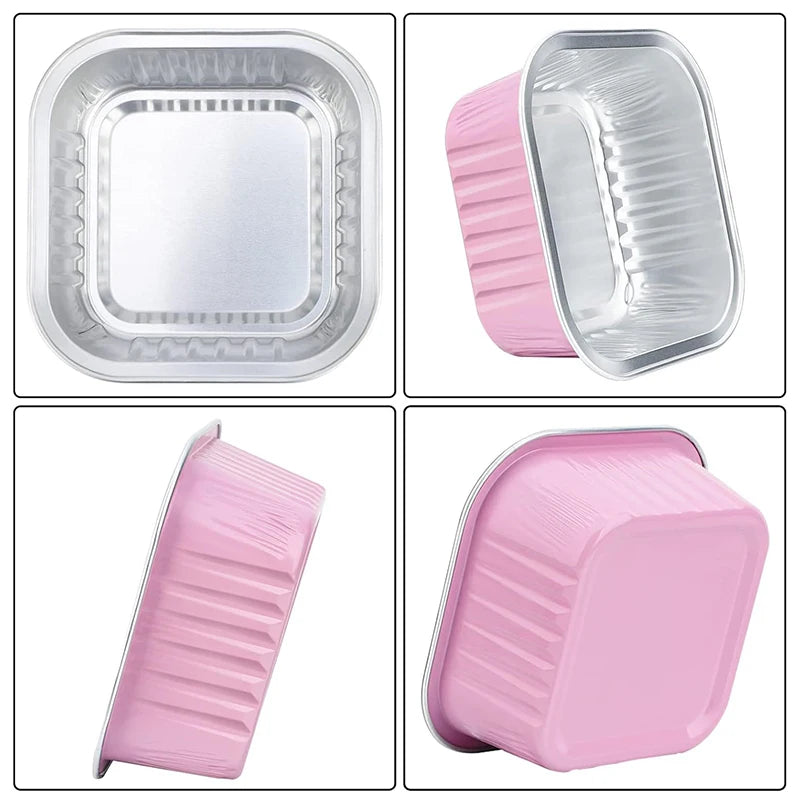 50-Pack Aluminum Foil Baking Cups with Lids & Forks Foil Baking Cups SPOT