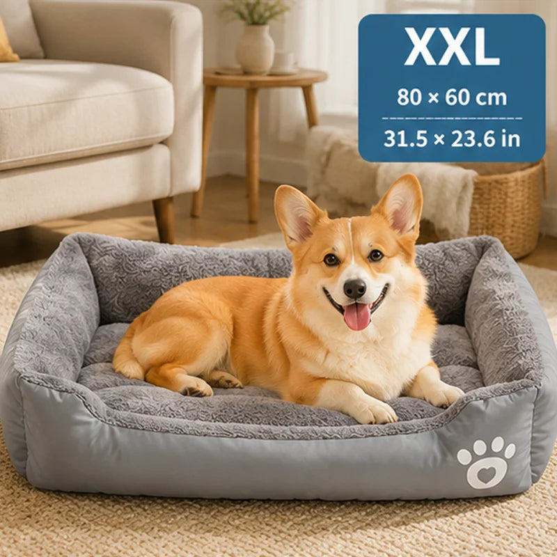 Soft Square Dog Sofa Bed – Warm Washable Pet Cushion Pet Sofa Bed SPOT Gray-80x60cm