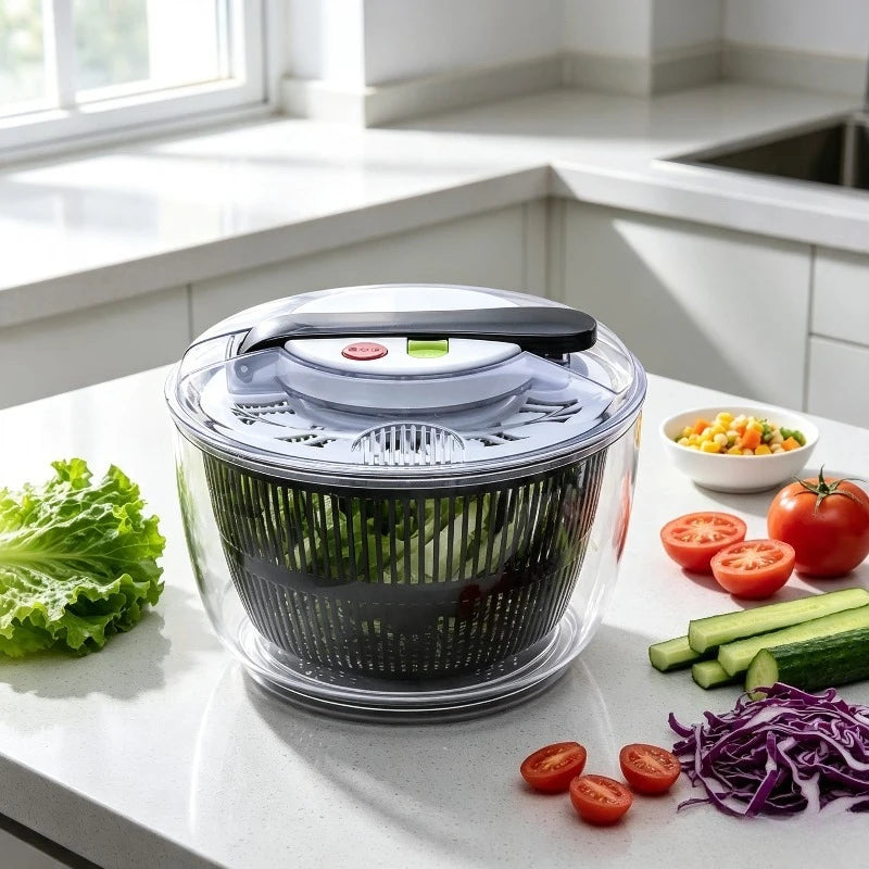 5L Large Salad Spinner – One-Hand Press Lid Vegetable Dryer Salad Spinner SPOT