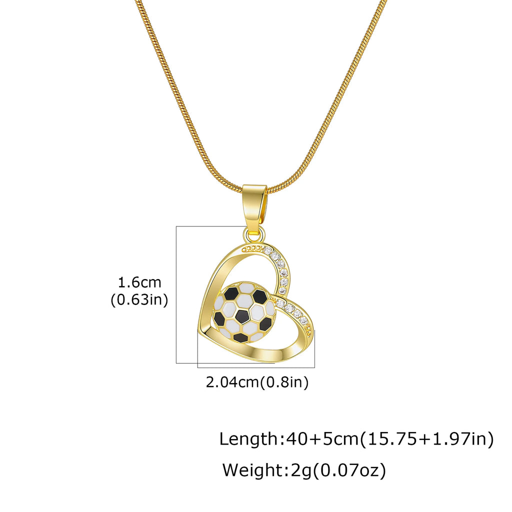 Enamel Soccer Ball Pendant Necklace – 18K Gold Plated Steel Pendant Necklace SPOT PNB-411G01 40cm - 45cm
